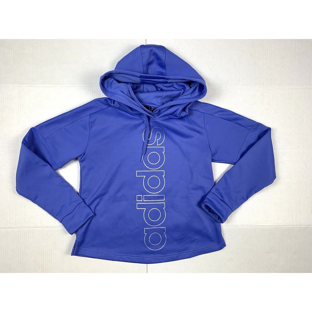 ADIDAS Hoodie Climawarm Womens Small 8-10 Blue Pullover Hooded Sweatshirt